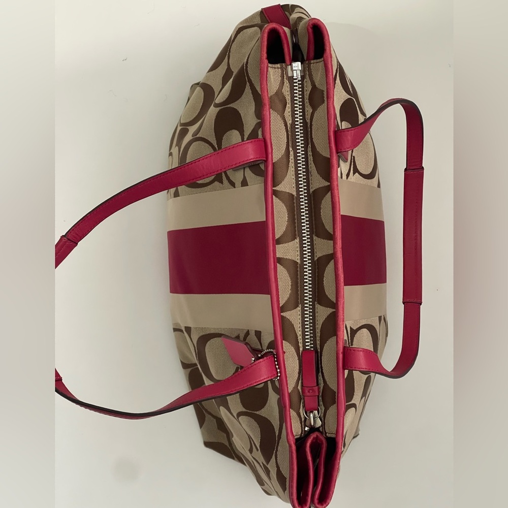 Coach Hamptons Weekend Signature Stripe Tote berry pink - Picture 3 of 10
